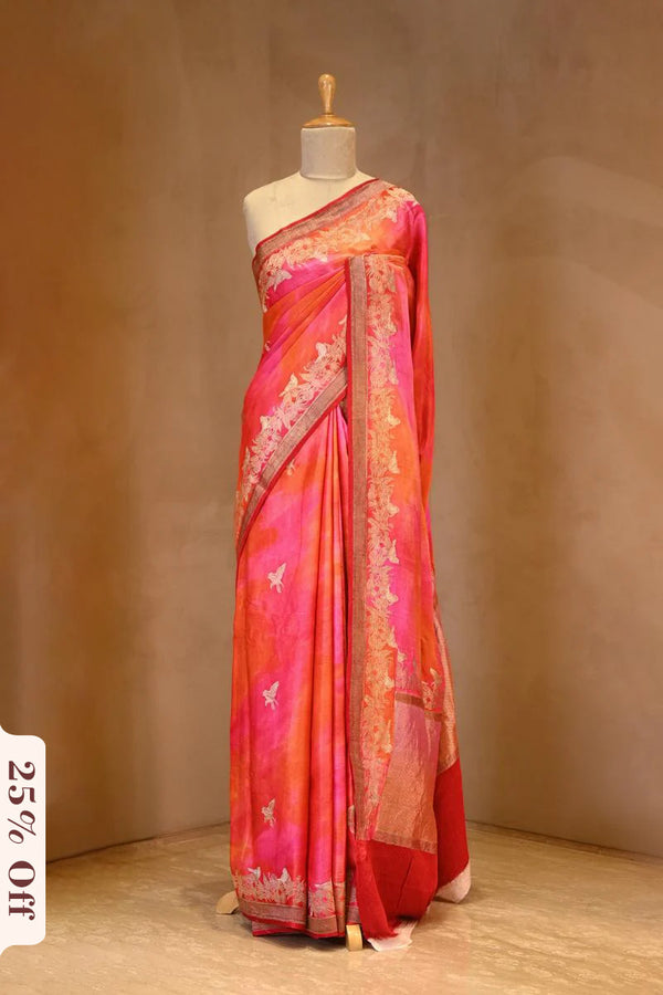 A Pink Banarasi silk saree for dummy