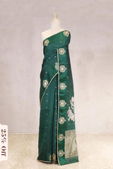 Bottle Green Handloom Banarasi Silk Saree with Gayatri Mantra