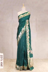 Green Handloom Banarasi Silk Saree with Gayatri Mantra