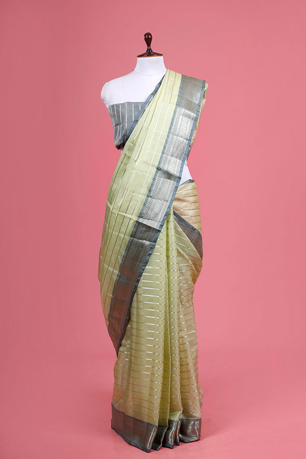 Green Woven Kota Doria Saree By Chinaya Banaras