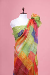 Multicolored Geometrical Printed Kota Doria Saree