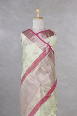 Sage Green Kota Doria Saree with Meenakari Work