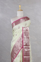 Sage Green Kota Doria Saree with Meenakari Work