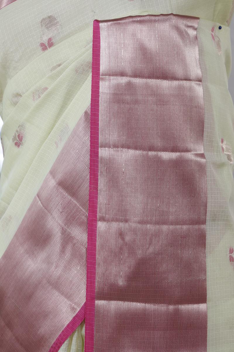 Sage Green Kota Doria Saree with Meenakari Work