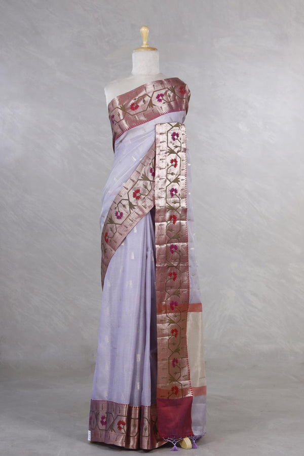 Kota saree, Kota Doria Saree, lilac saree, Soft Saree, daily wear saree, lilac Kota Saree