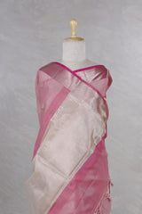 Pink Kota Doria Saree with Meenakari Work