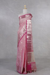 Pink Kota Doria Saree with Meenakari Work