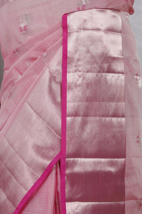Pink Kota Doria Saree with Meenakari Work
