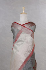 Grey Kota Doria Saree with Meenakari Work