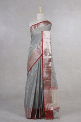Kota saree, Kota Doria Saree, grey saree, Soft Saree, daily wear saree