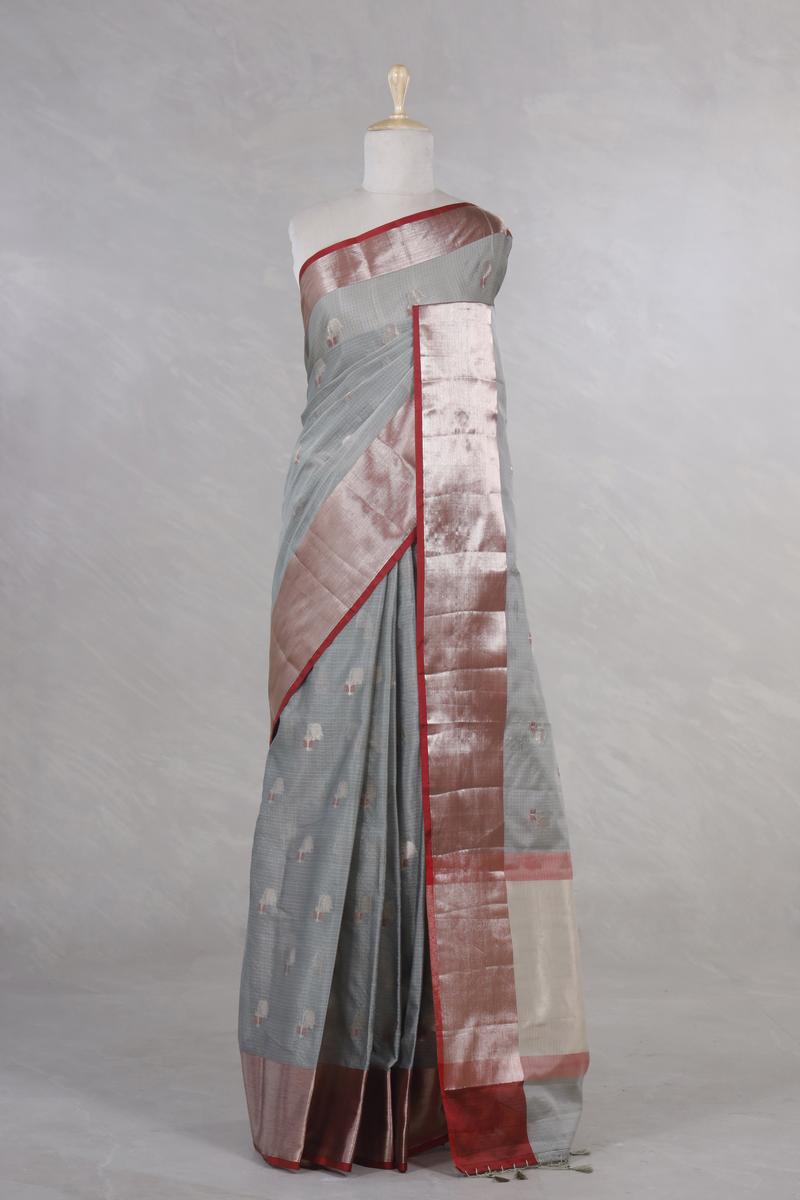 Kota saree, Kota Doria Saree, grey saree, Soft Saree, daily wear saree