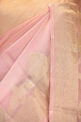 Soft Pink Kota Saree with Water Gold Zari Border & Brocade Pallu