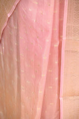 Soft Pink Kota Saree with Water Gold Zari Border & Brocade Pallu