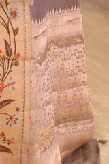Lavender Paithani Inspired Katan Kota Saree with Gold Zari Checks