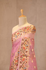 Pink Paithani Inspired Katan Kota Saree with Gold Zari Checks
