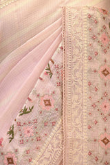 Baby Pink Kota Doria Saree with Pichwai Motifs and Resham Border