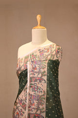 Bottle Green Kota Doria Saree with Bandhani Buta