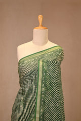Green Leheriya Kota Doria Saree with Mirror Work
