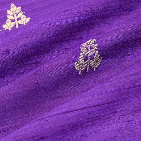 Purple Handloom Banarasi Raw Silk Fabric By Chinaya Banaras