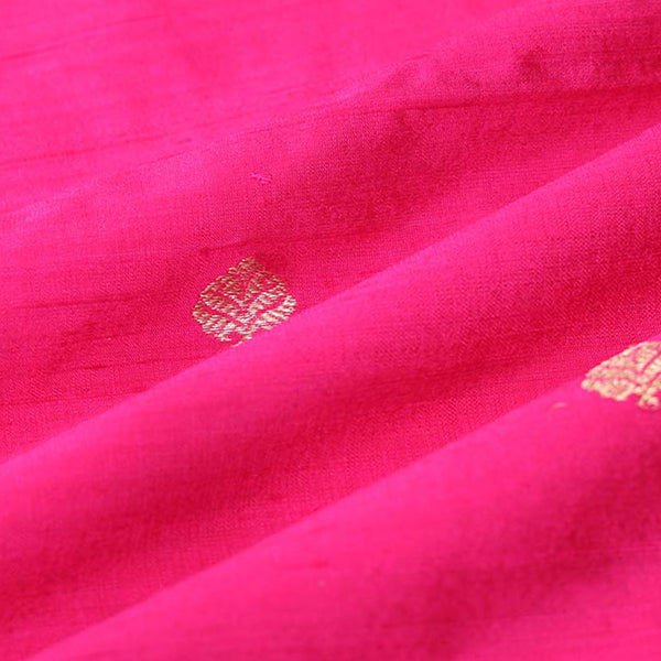 Pink Handloom Banarasi Raw Silk Fabric By Chinaya Banaras