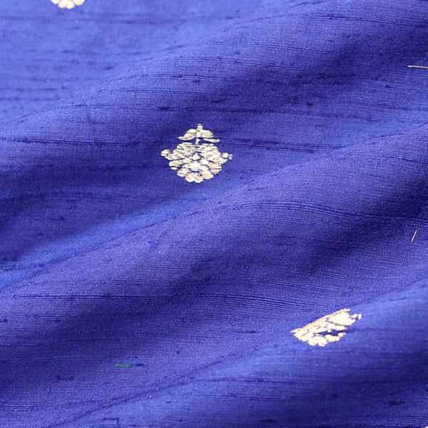 Blue Handloom Banarasi Raw Silk Fabric By Chinaya Banaras