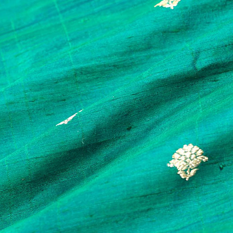 Green Handloom Banarasi Raw Silk Fabric By Chinaya Banaras