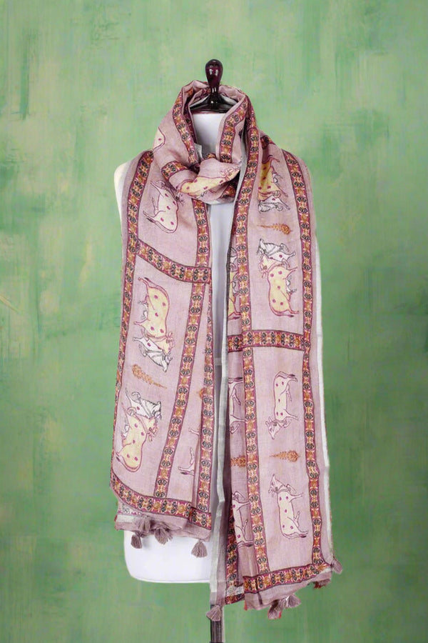 Mauve Pink Linen Dupatta for Summer