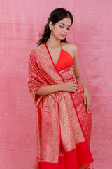 Deep Magenta Pink Ethnic Woven Casual Silk Saree - Chinaya Banaras