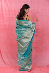Sky Blue Shikargah Woven Casual Silk Saree - Chinaya Banaras