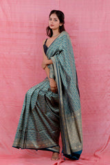 Teal Blue Ethnic Woven Casual Silk Saree - Chinaya Banaras