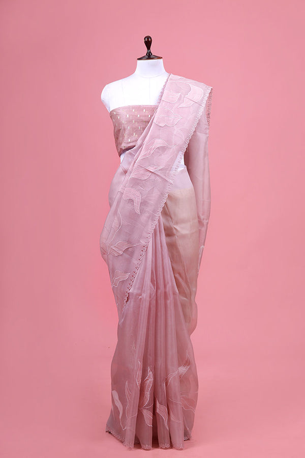 Mauve Organza Silk Saree By Chinaya Banaras