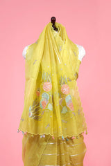 Marine Embellished Organza Silk Saree