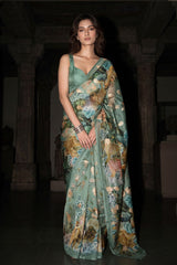 Green Handloom Organza Silk Saree