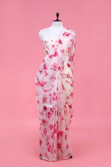 White saree, organza saree, Bollywood saree, Banarasi saree, party wear saree, Wedding Saree