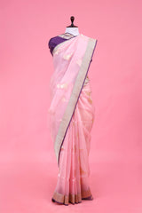 pink saree, organza saree, Bollywood saree, Banarasi saree, party wear saree