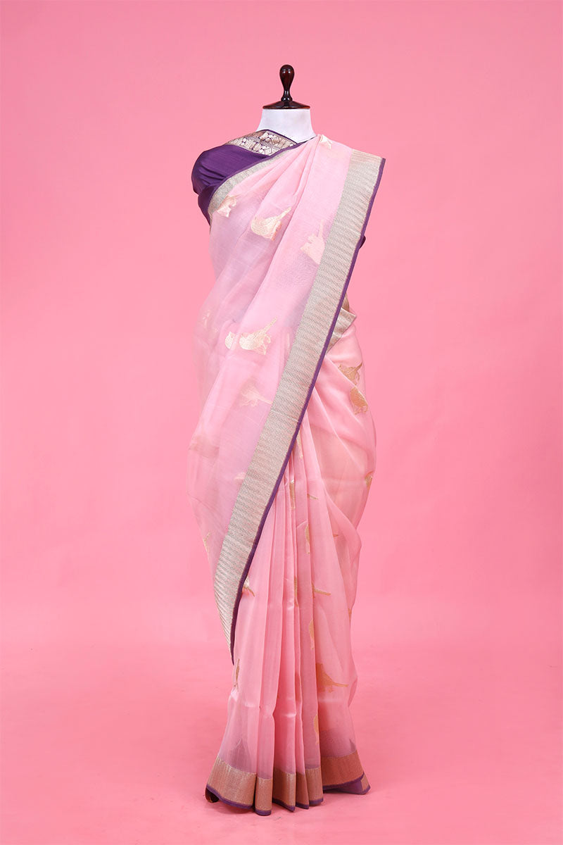 pink saree, organza saree, Bollywood saree, Banarasi saree, party wear saree