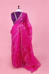 Organza silk saree, Pink saree, organza saree, wedding saree, silk saree, handloom saree, party wear saree, indian saree