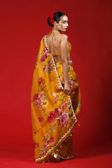 mustard saree, organza saree, Bollywood saree, Banarasi saree, party wear saree, Wedding Saree, cocktail saree