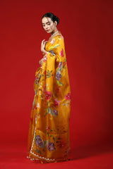 mustard saree, organza saree, Bollywood saree, Banarasi saree, party wear saree, Wedding Saree, cocktail saree