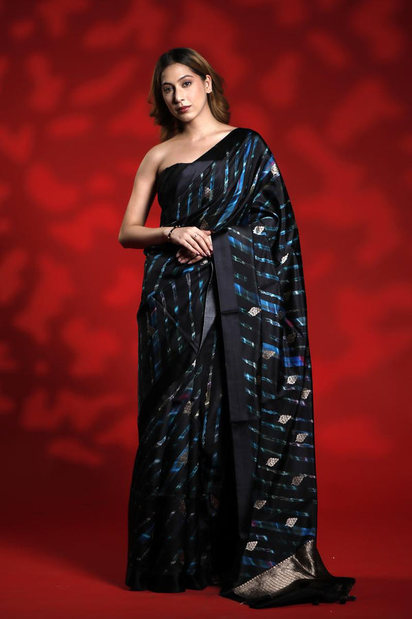 Banarasi Tissue Silk Saree, black saree.  blue  saree, Tissue silk saree, Bollywood sari, wedding saree, party wear saree, Wedding Saree