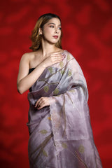 lilac saree, organza saree, Bollywood saree, Banarasi saree, party wear saree, Wedding Saree