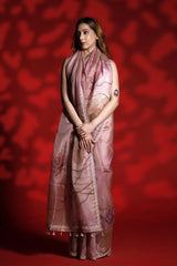 Mauve Organza Silk Saree with Pichwai Work