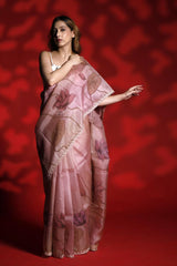 mauve saree, organza saree, Bollywood saree, Banarasi saree, party wear saree, Wedding Saree, party wear saree - lalpari 