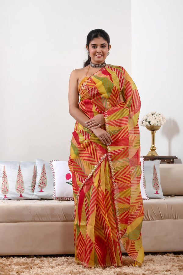 Multicolor saree, organza saree, Bollywood saree, Banarasi saree, party wear saree, Wedding Saree