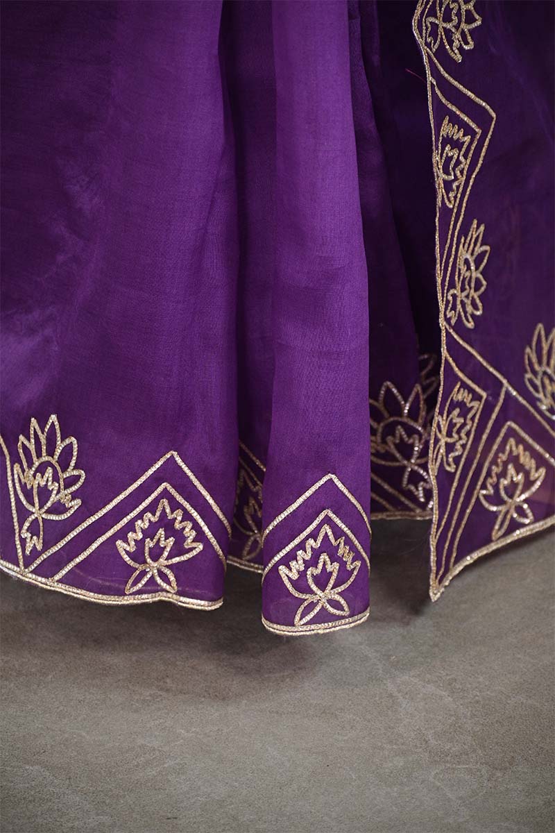 Purple Organza Silk Saree with Gota Patti