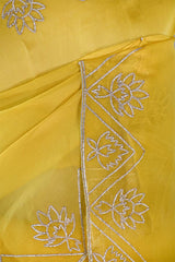 Yellow Organza Silk Saree with Gota Patti