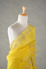 Yellow Organza Silk Saree with Gota Patti