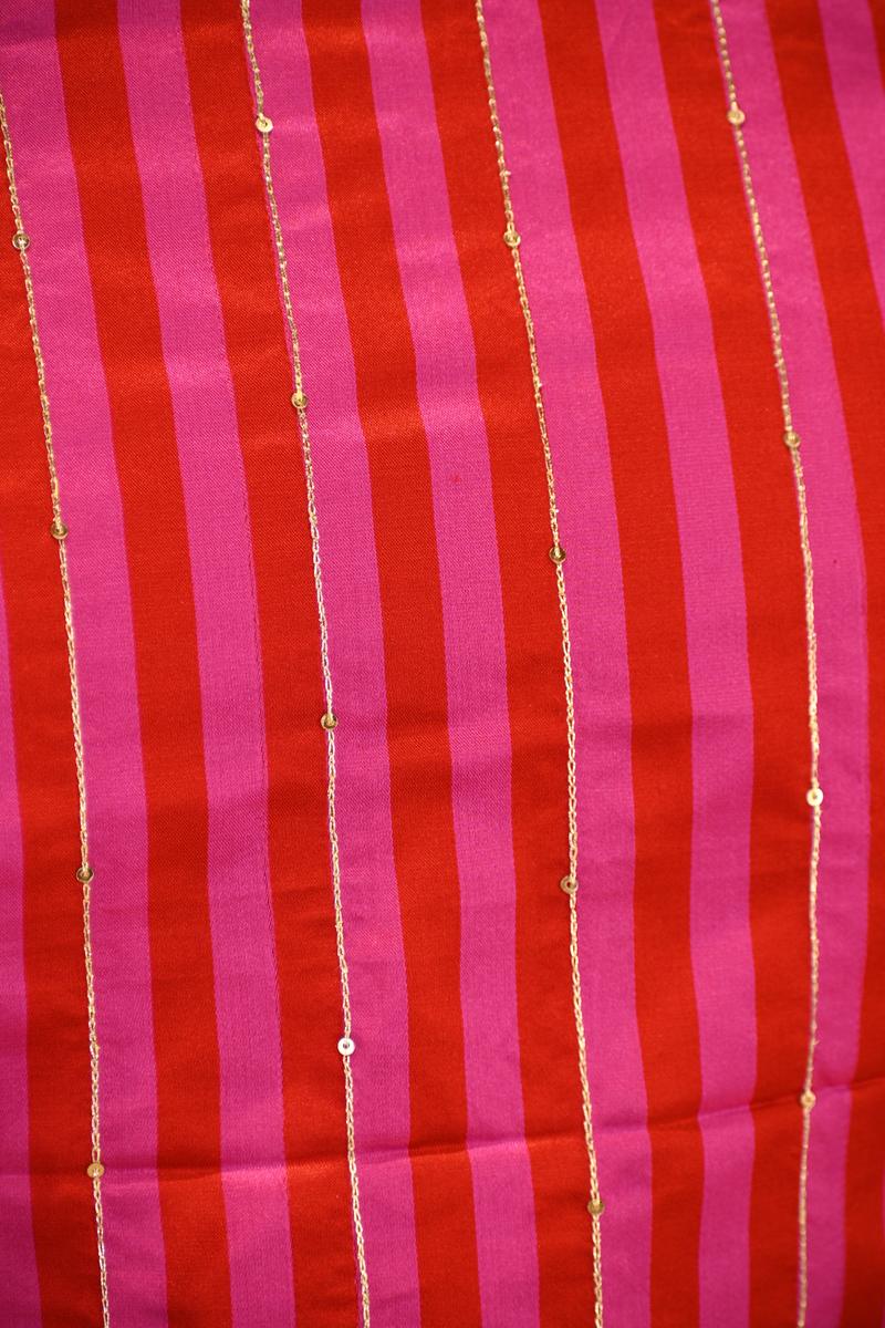 Pink Organza Silk Saree with Gota Patti Floral Work
