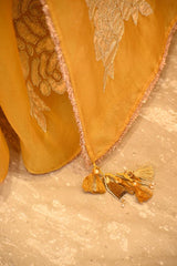 Yellow Organza Silk Saree with Gota Patti Floral Work