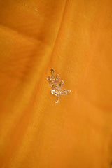 Yellow Organza Silk Saree with Zardozi Konia Pallu